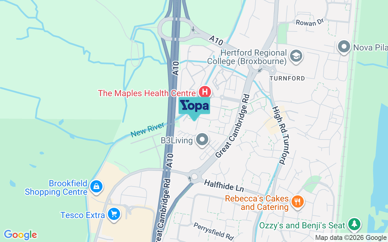 Map showing the location of EN10 6FT