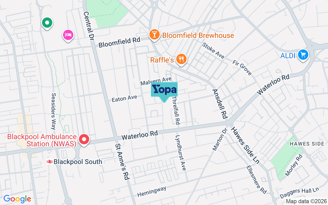 Map showing the location of FY1 6NU