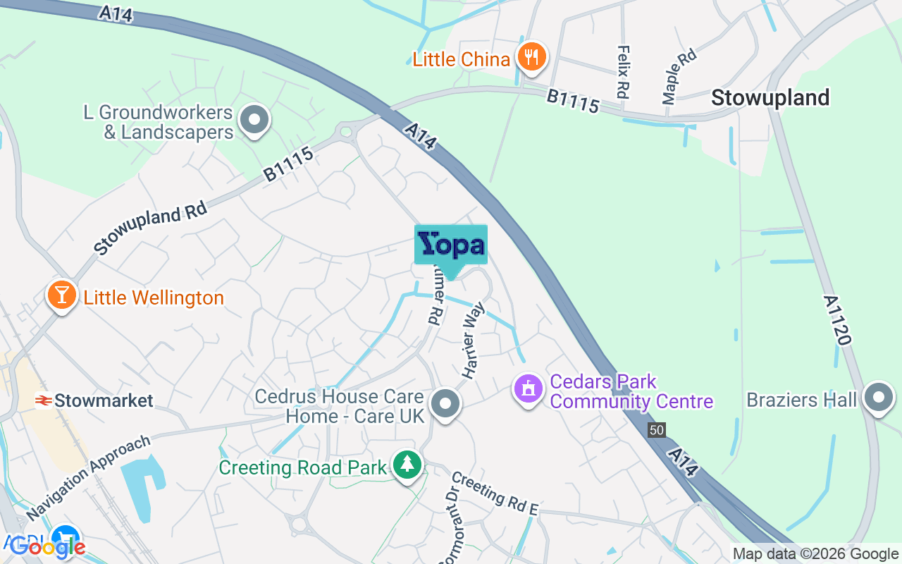 Map showing the location of IP14 5FN