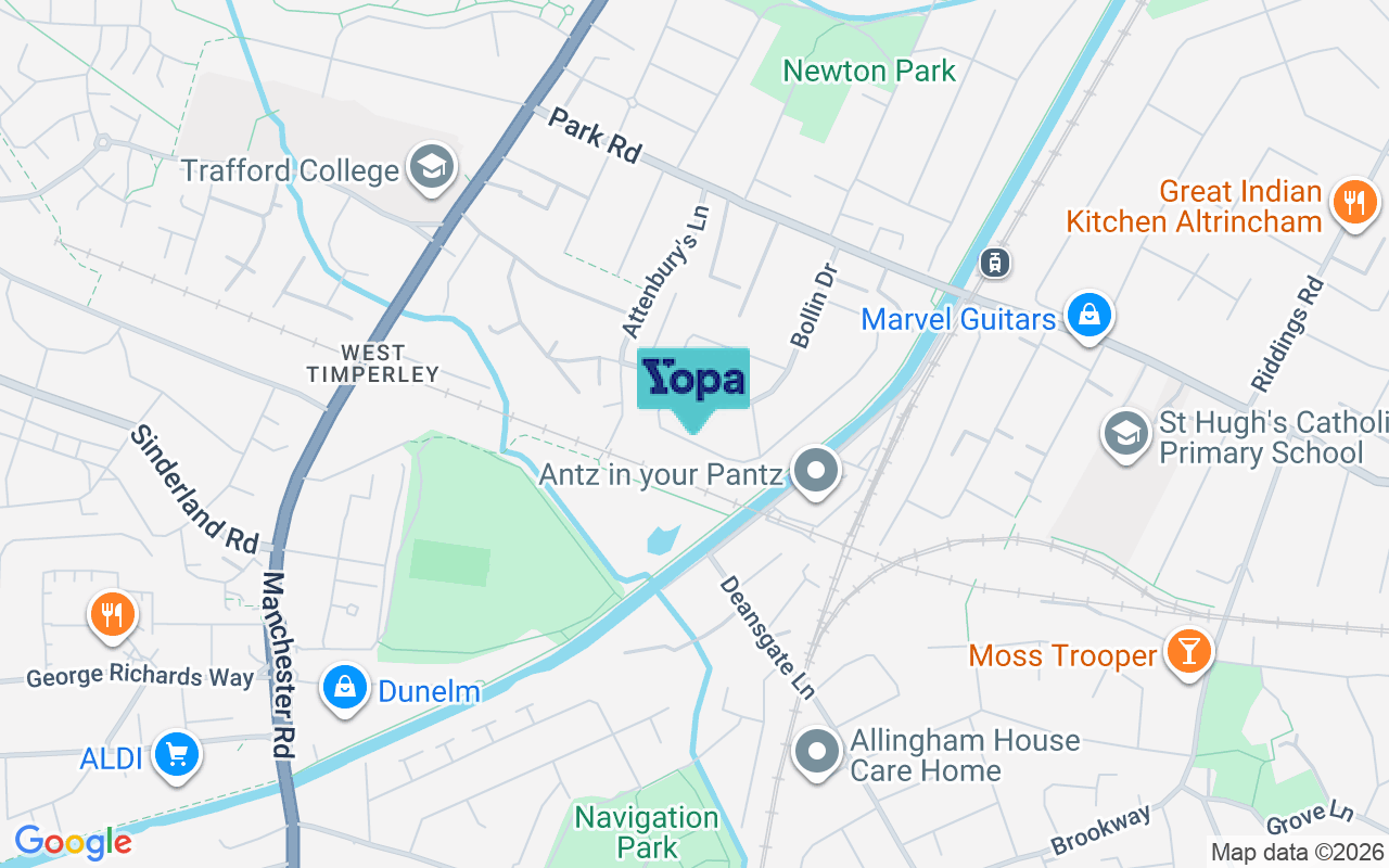 Map showing the location of WA14 5QU
