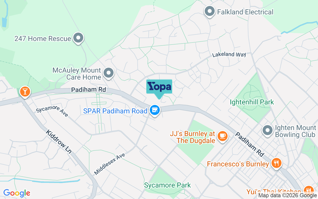 Map showing the location of BB12 8AS