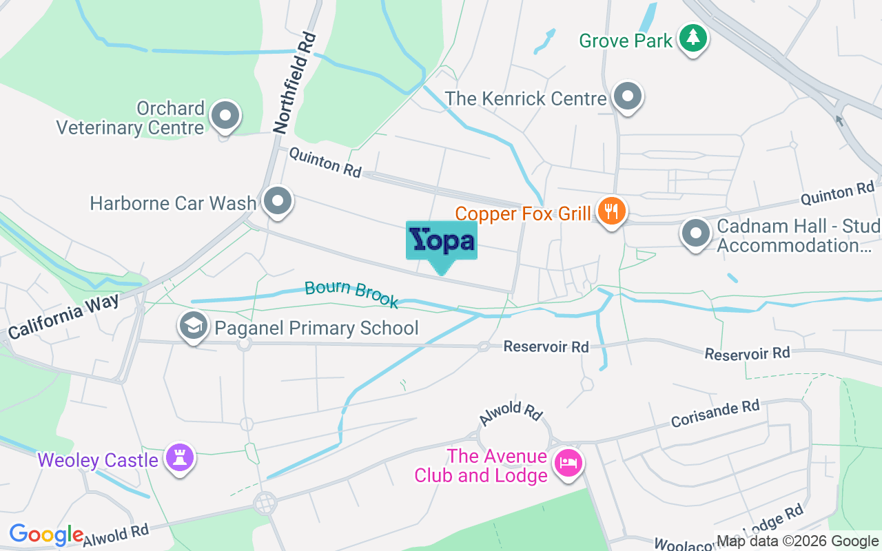 Map showing the location of B17 0TL