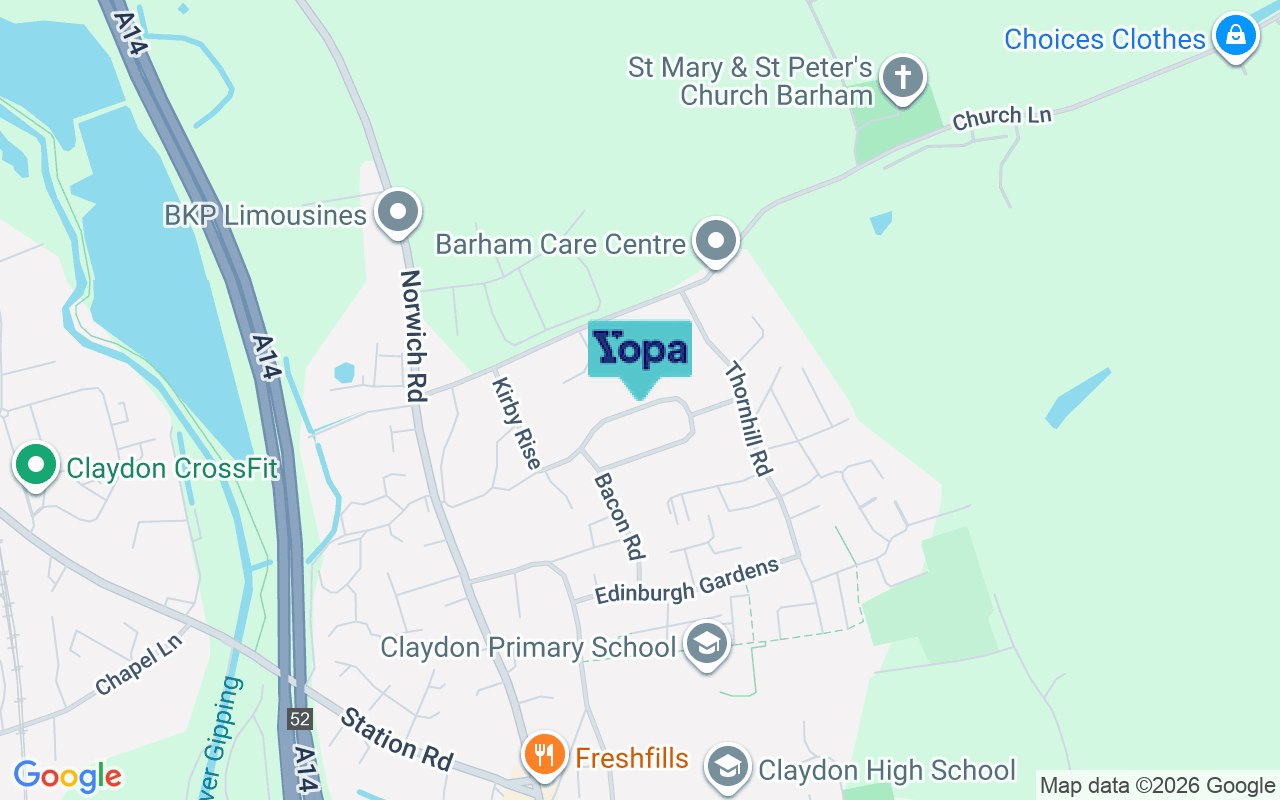 Map showing the location of IP6 0AZ