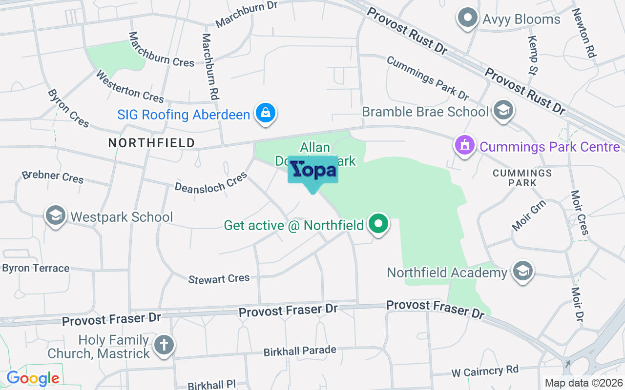 Map showing the location of AB16 5TA