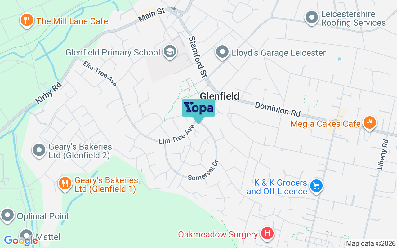 Map showing the location of LE3 8SG
