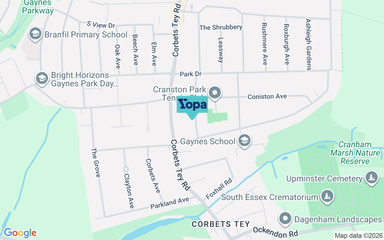 Map showing the location of RM14 3UL