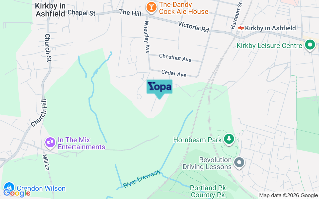 Map showing the location of NG17 8BE