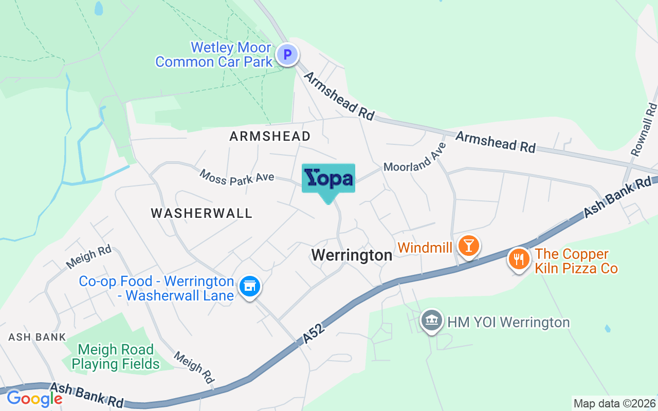 Map showing the location of ST9 0EX