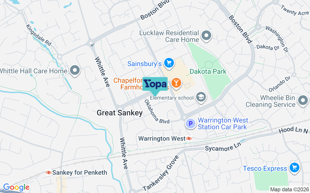 Map showing the location of WA5 3SS