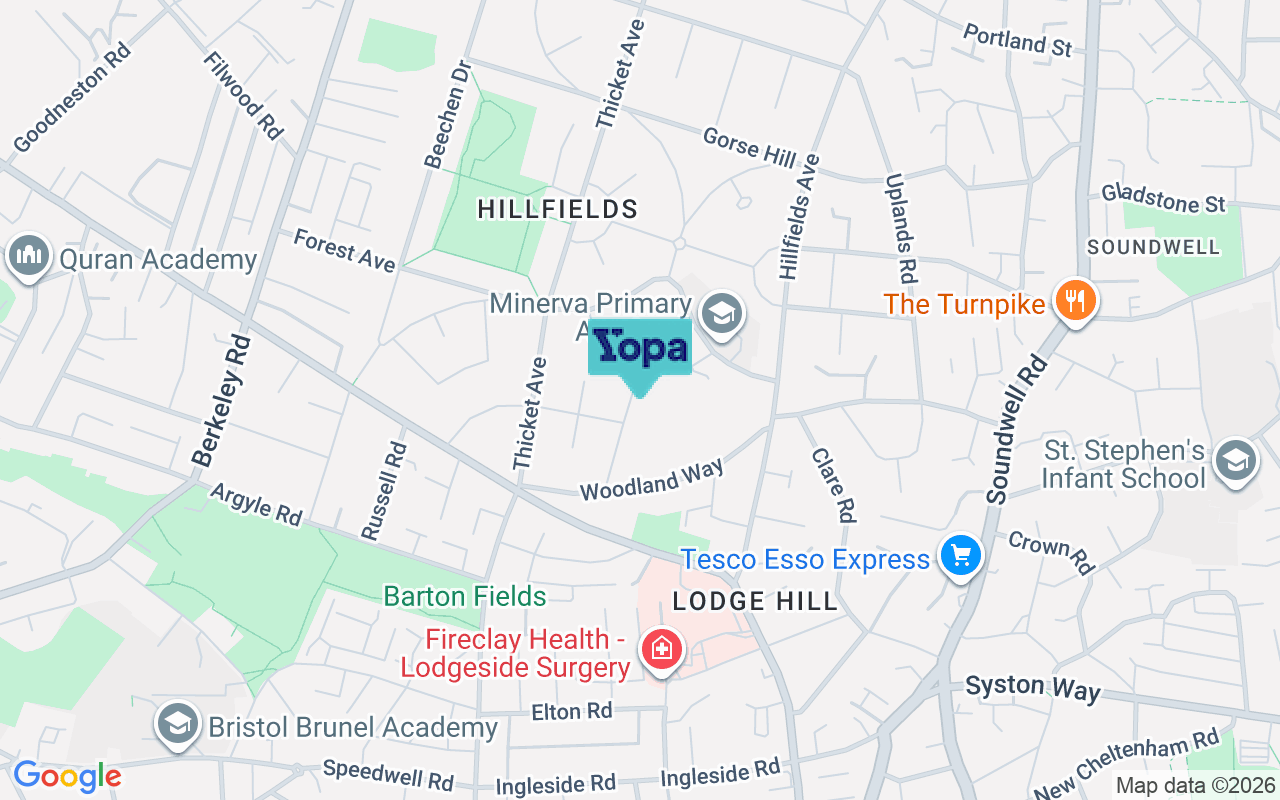Map showing the location of BS16 4EX