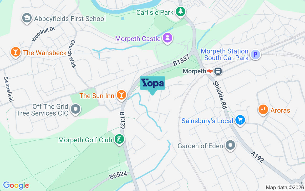 Map showing the location of NE61 2TA
