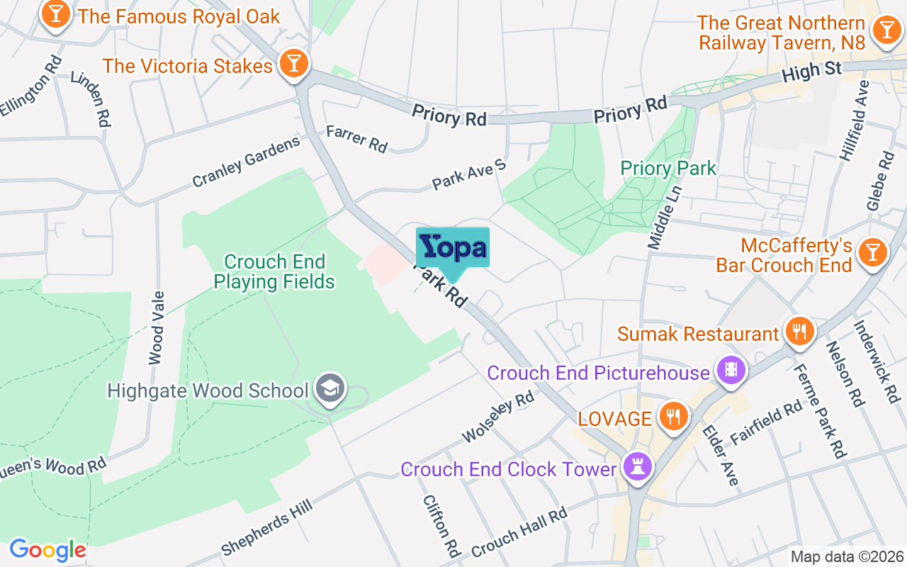 Map showing the location of N8 8JT