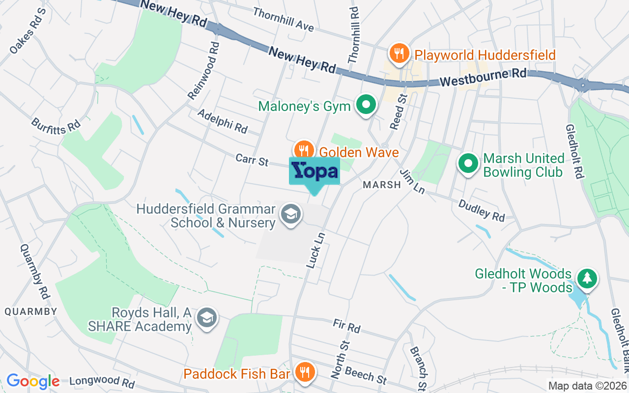 Map showing the location of HD3 4BN