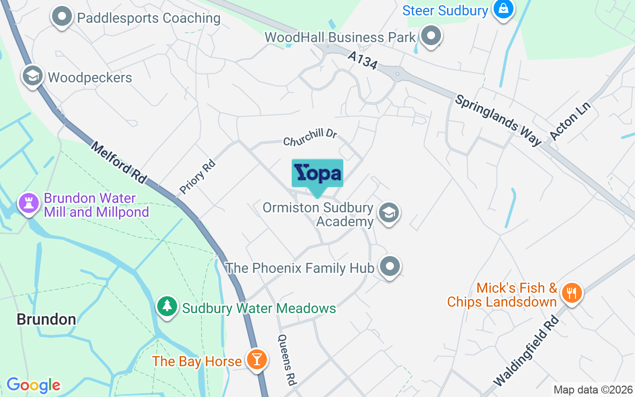 Map showing the location of CO10 1NS