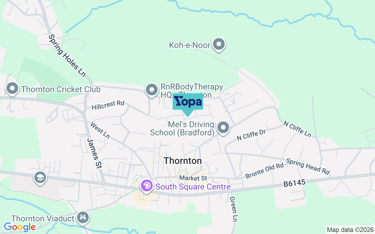 Map showing the location of BD13 3QW
