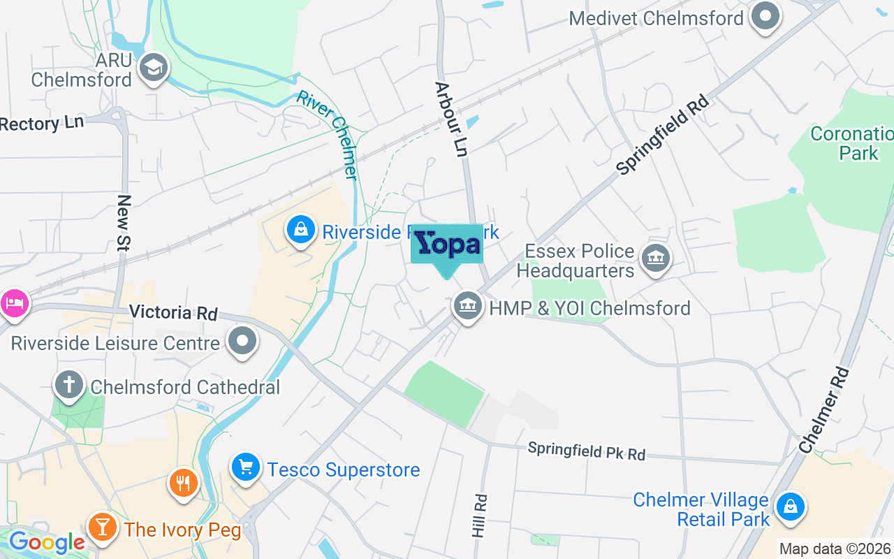 Map showing the location of CM2 6LW