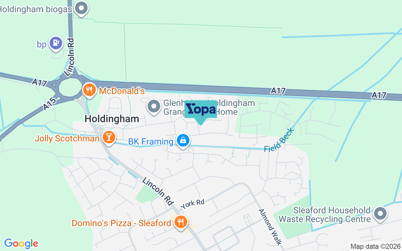 Map showing the location of NG34 8YS