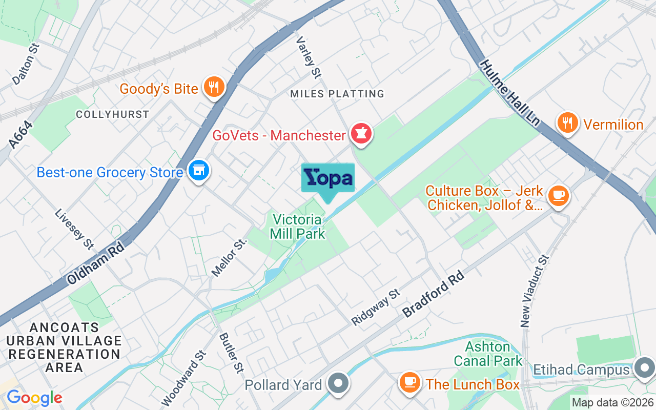 Map showing the location of M40 7LH