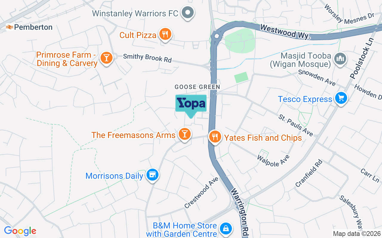 Map showing the location of WN3 6QU