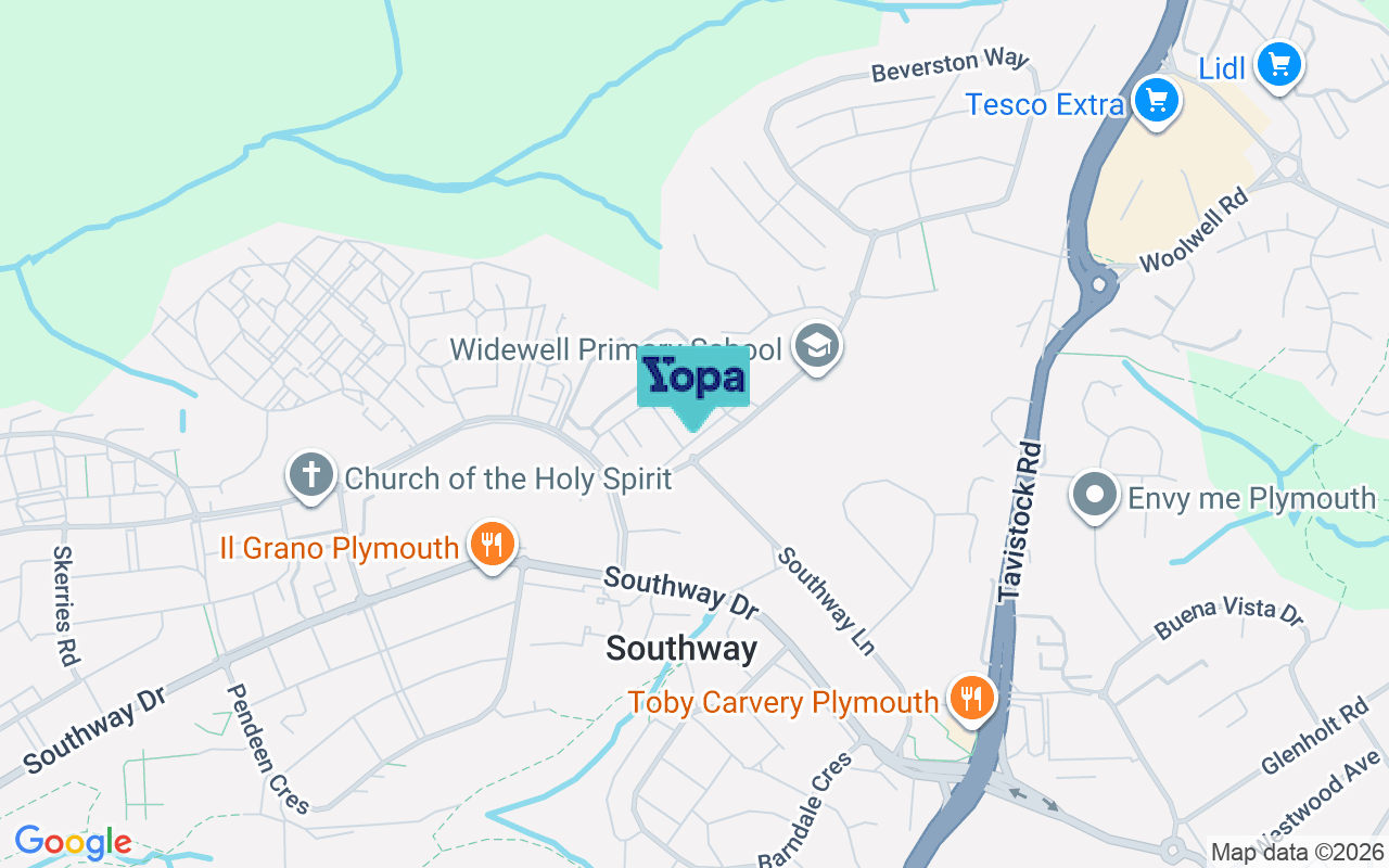 Map showing the location of PL6 7DT