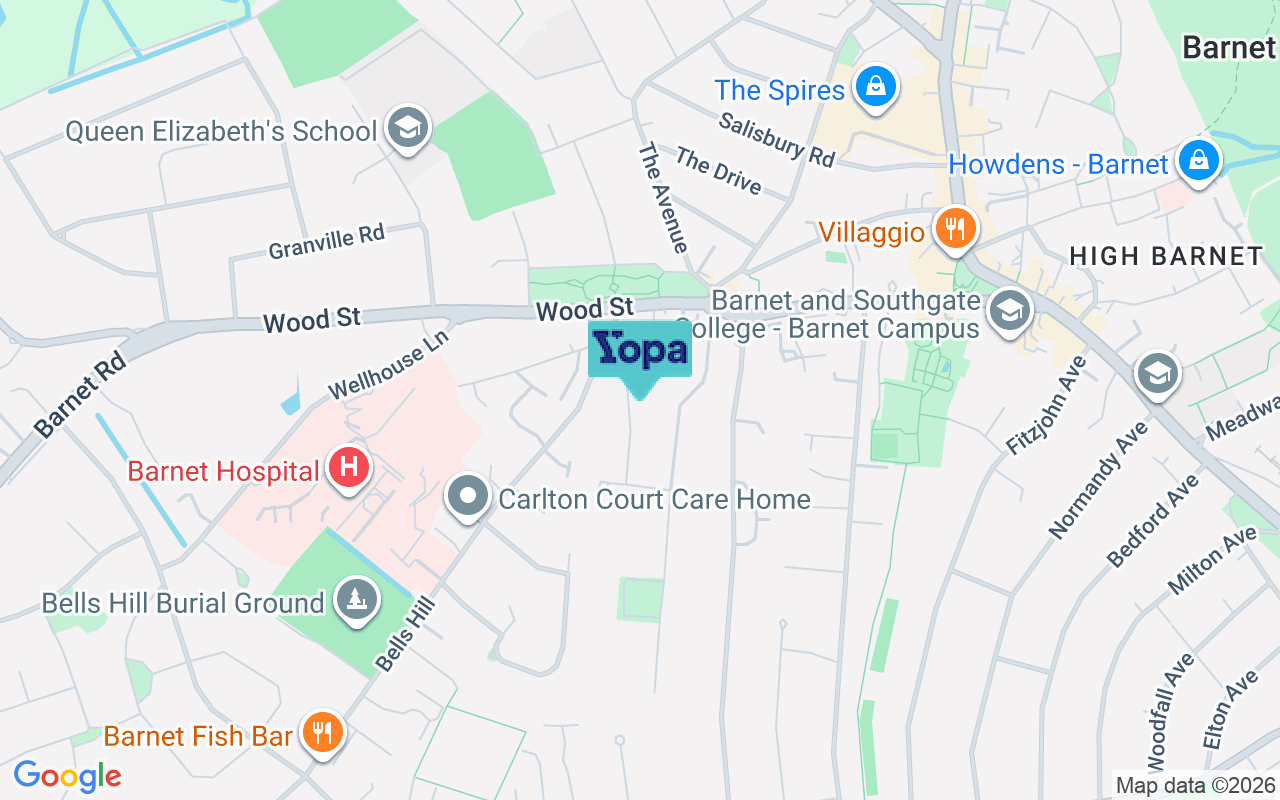 Map showing the location of EN5 2TN