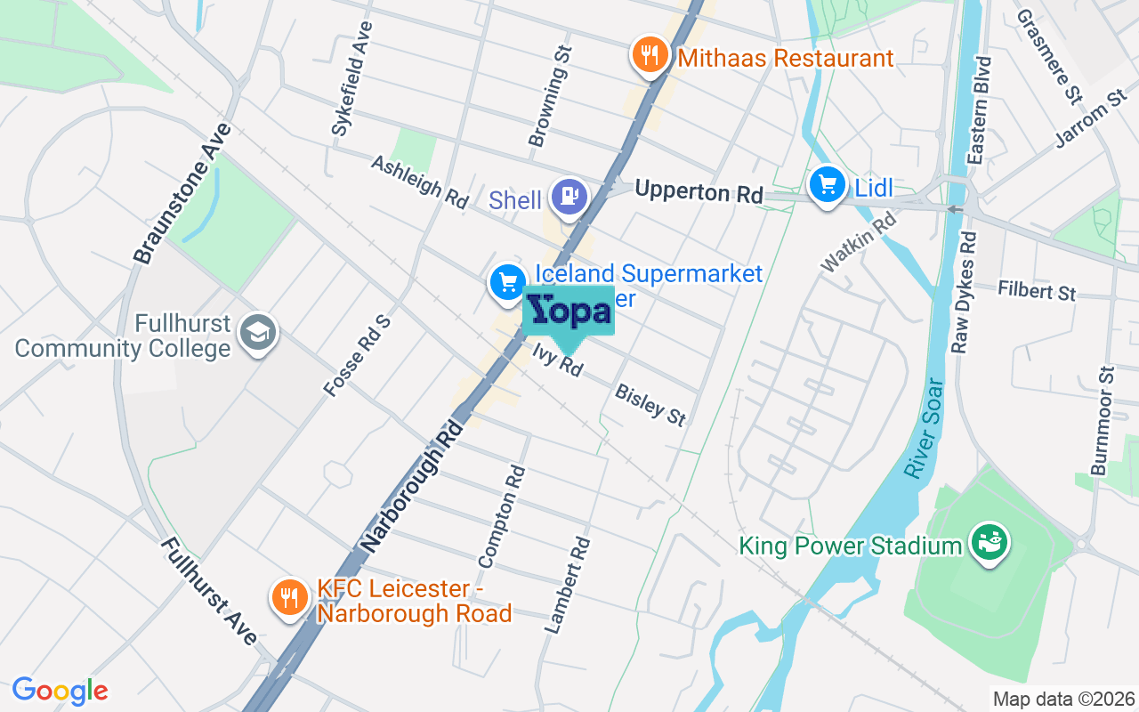 Map showing the location of LE3 0DF
