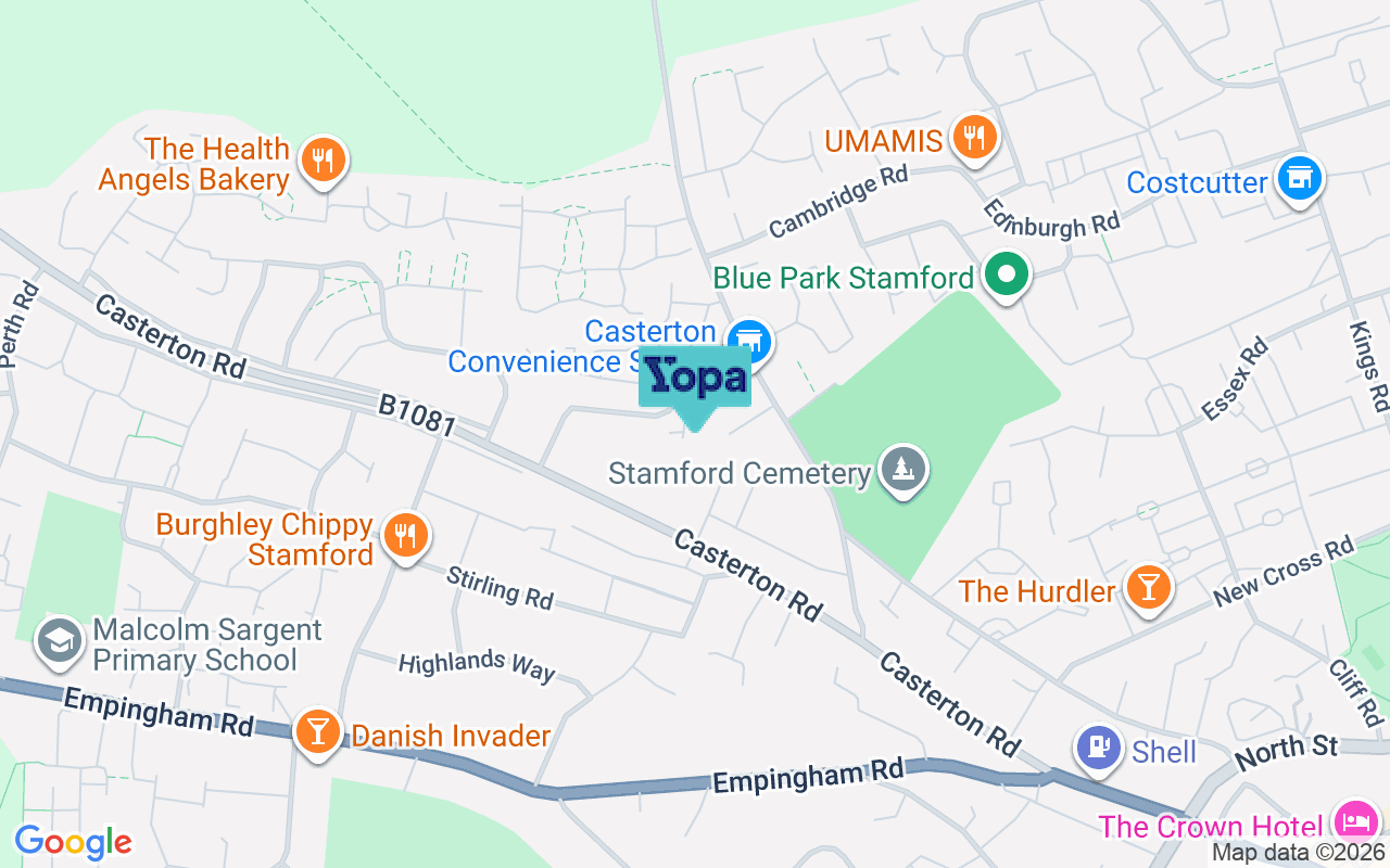 Map showing the location of PE9 1BJ