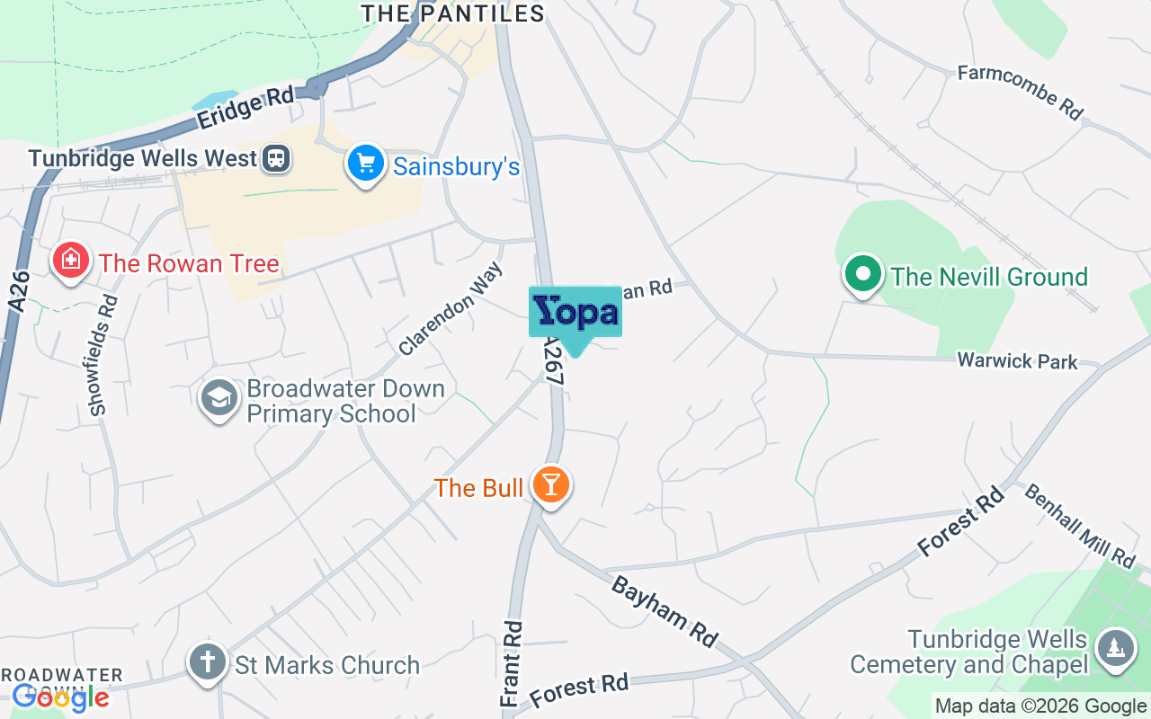 Map showing the location of TN2 5LE