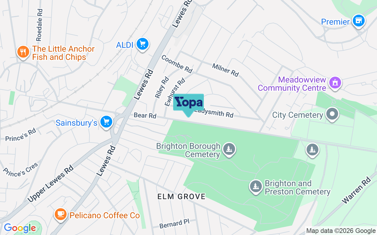 Map showing the location of BN2 4DB
