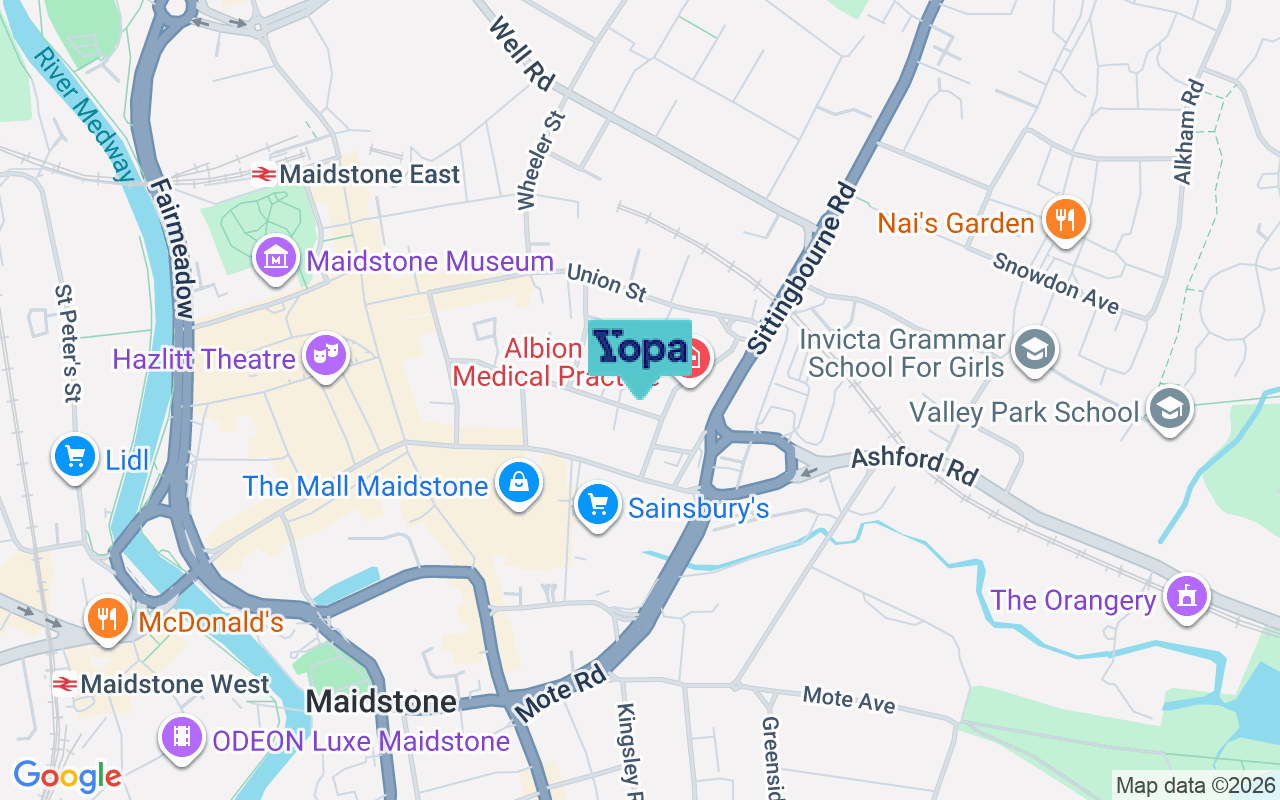 Map showing the location of ME14 1BU