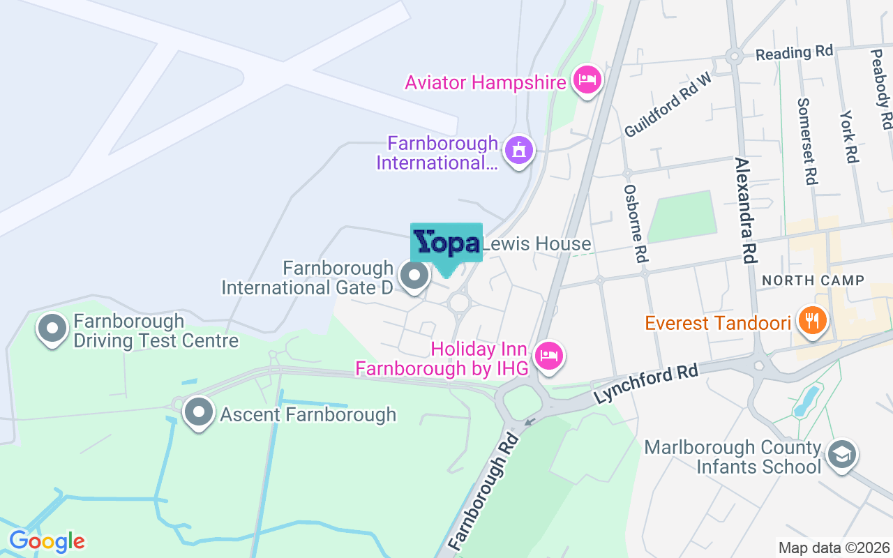 Map showing the location of GU14 6GP