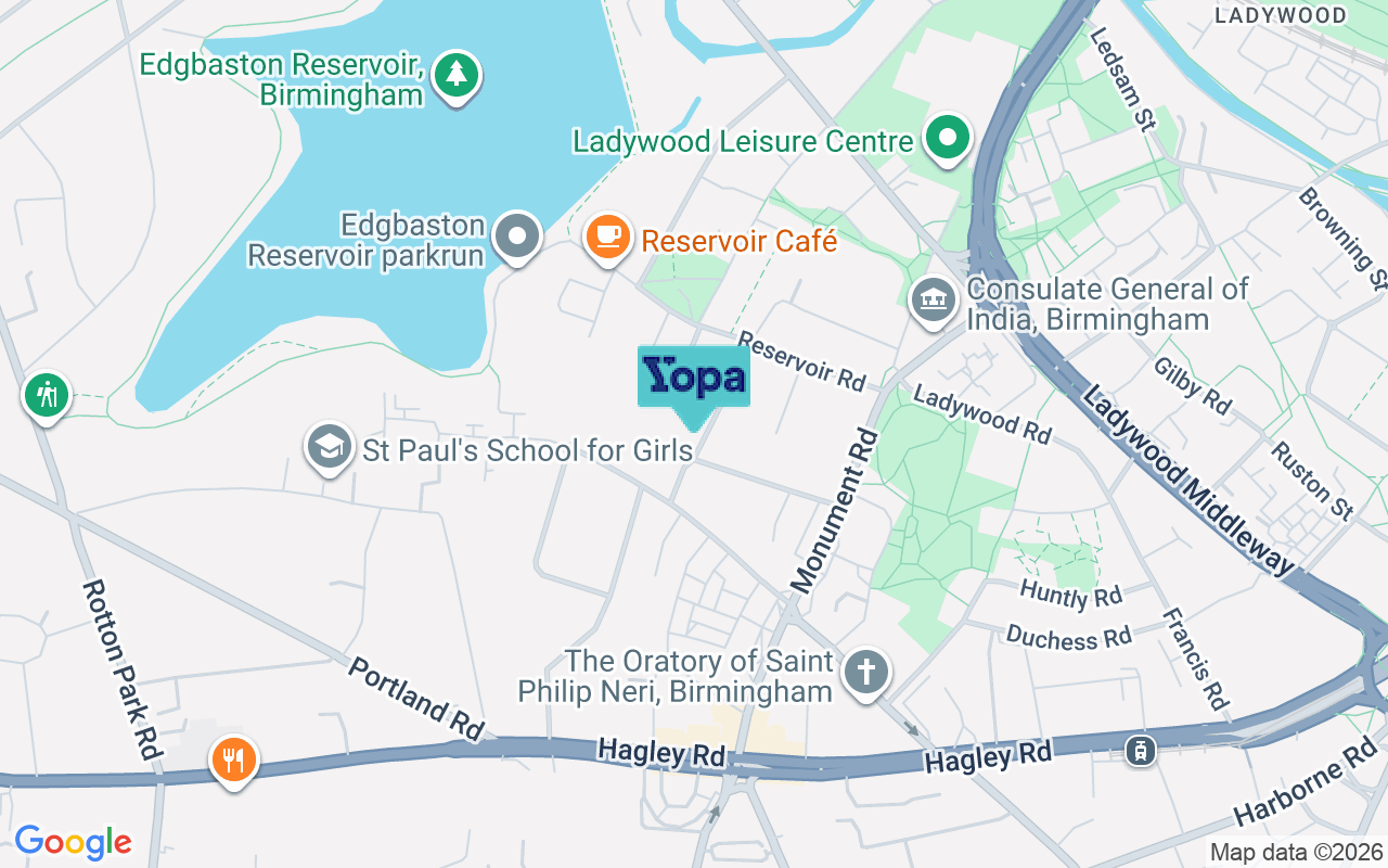 Map showing the location of B16 9DA