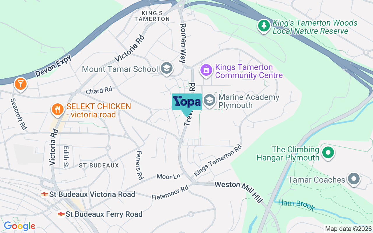 Map showing the location of PL5 2AF