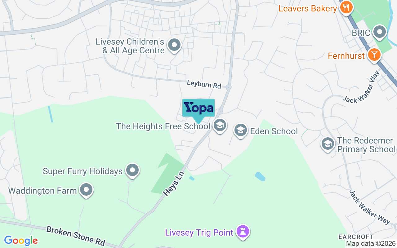 Map showing the location of BB2 4PF