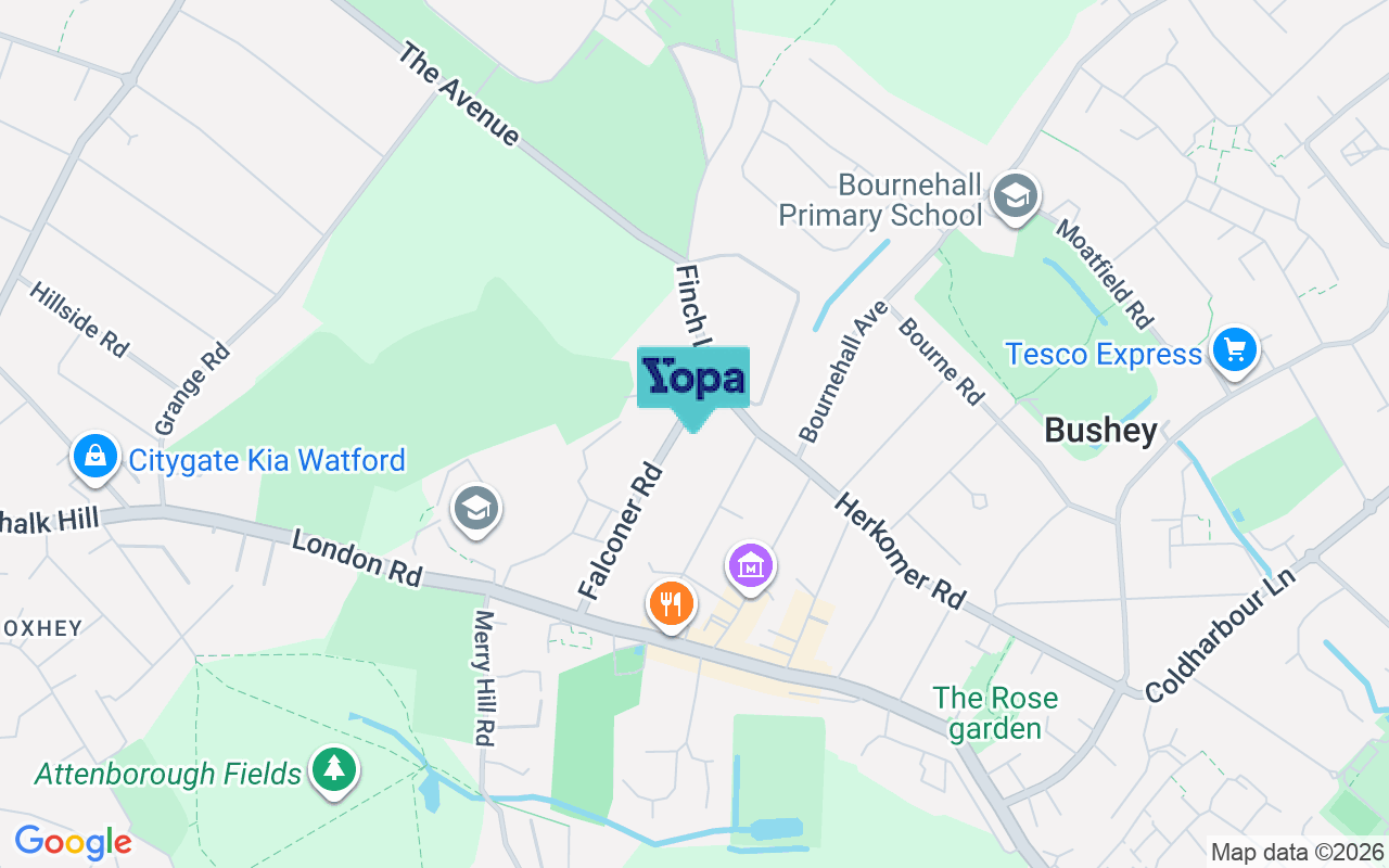 Map showing the location of WD23 3AW