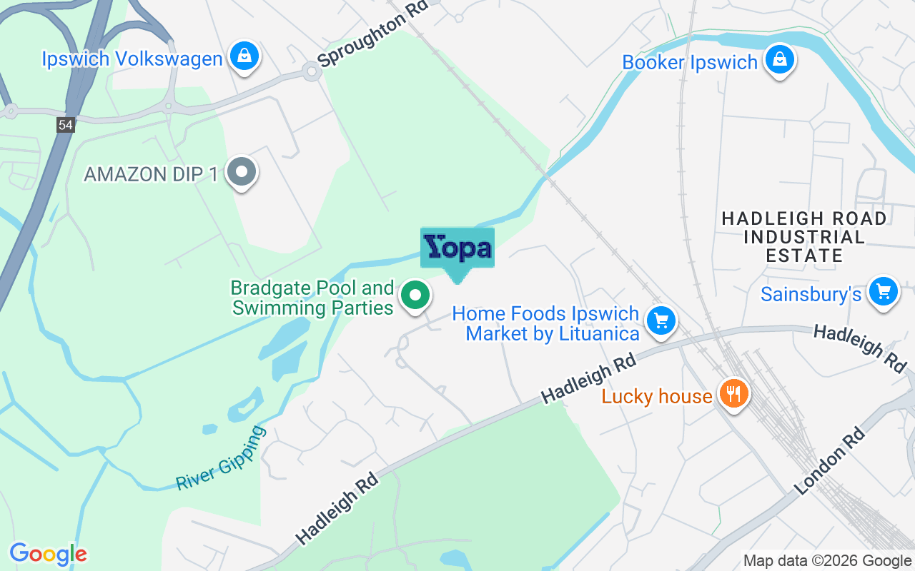 Map showing the location of IP2 0DG