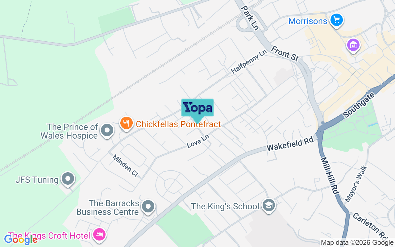 Map showing the location of WF8 4AS