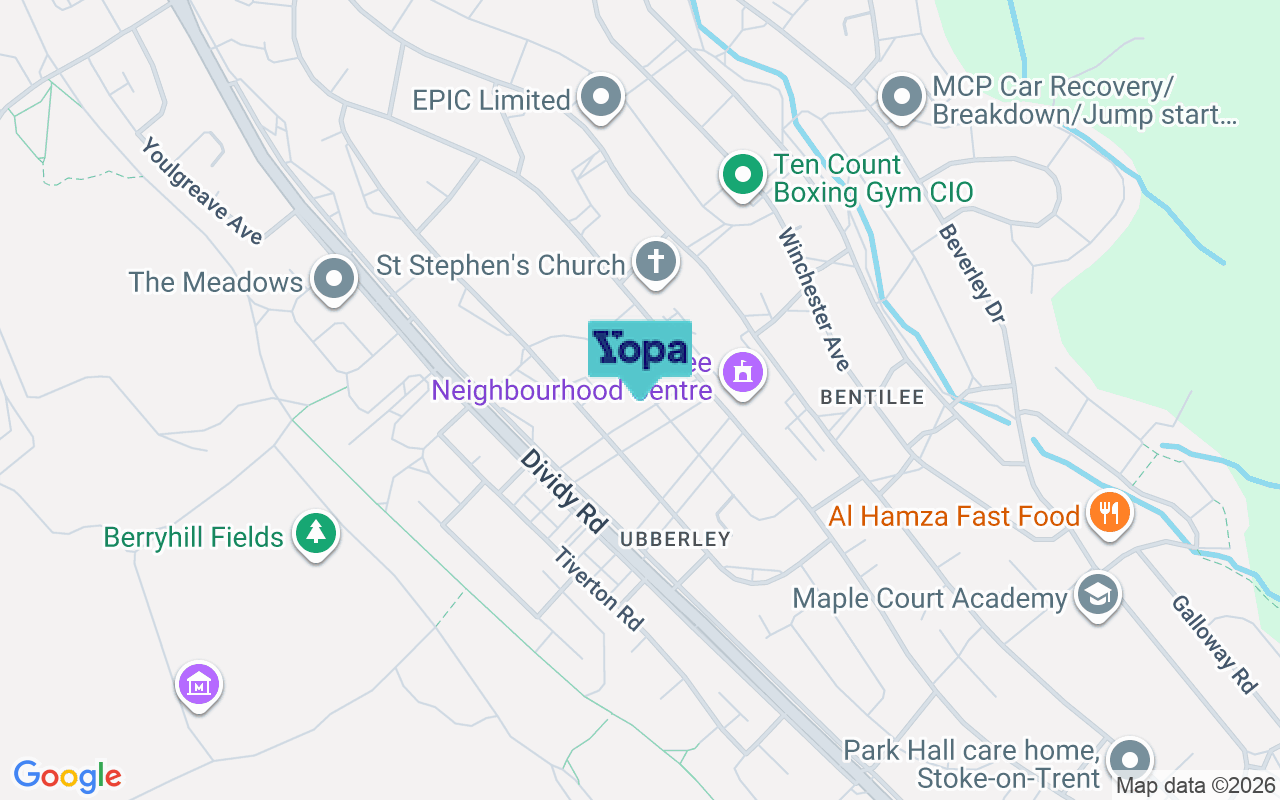 Map showing the location of ST2 0DG