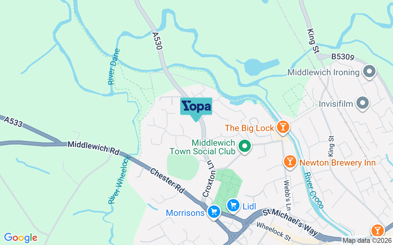 Map showing the location of CW10 9EZ