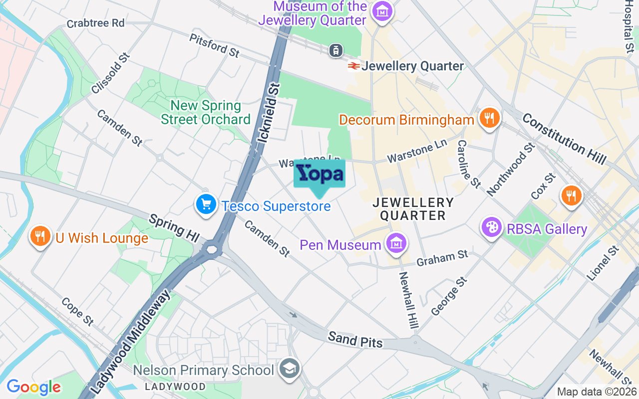 Map showing the location of B1 3EG