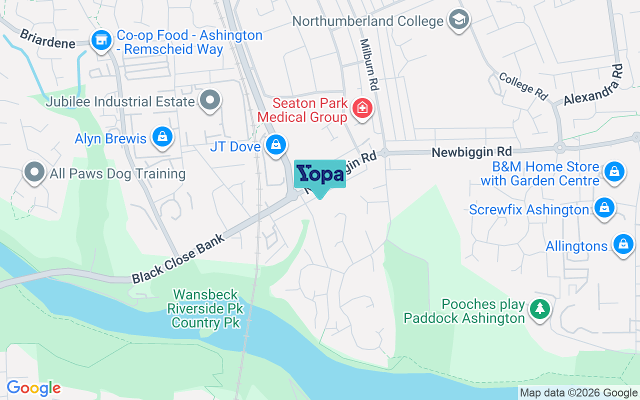 Map showing the location of NE63 0TJ