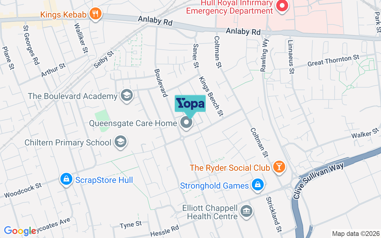 Map showing the location of HU3 2UB
