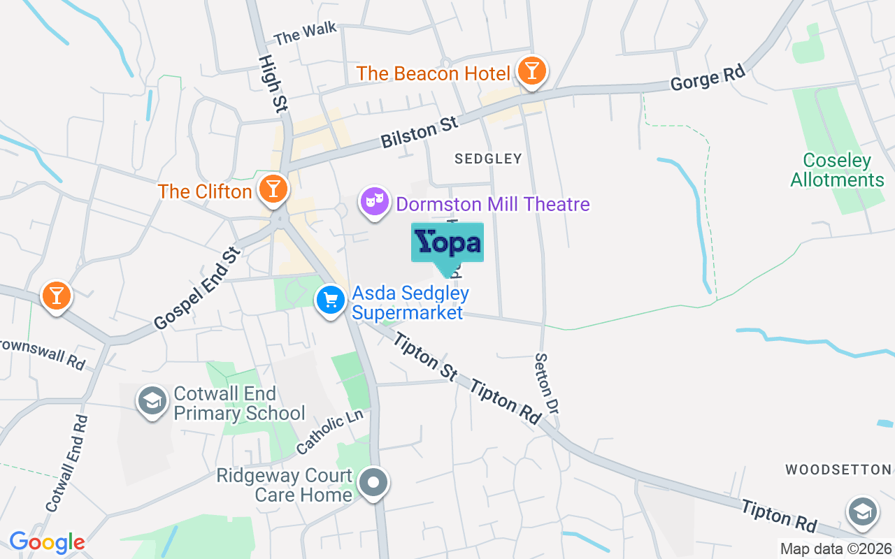 Map showing the location of DY3 1HP