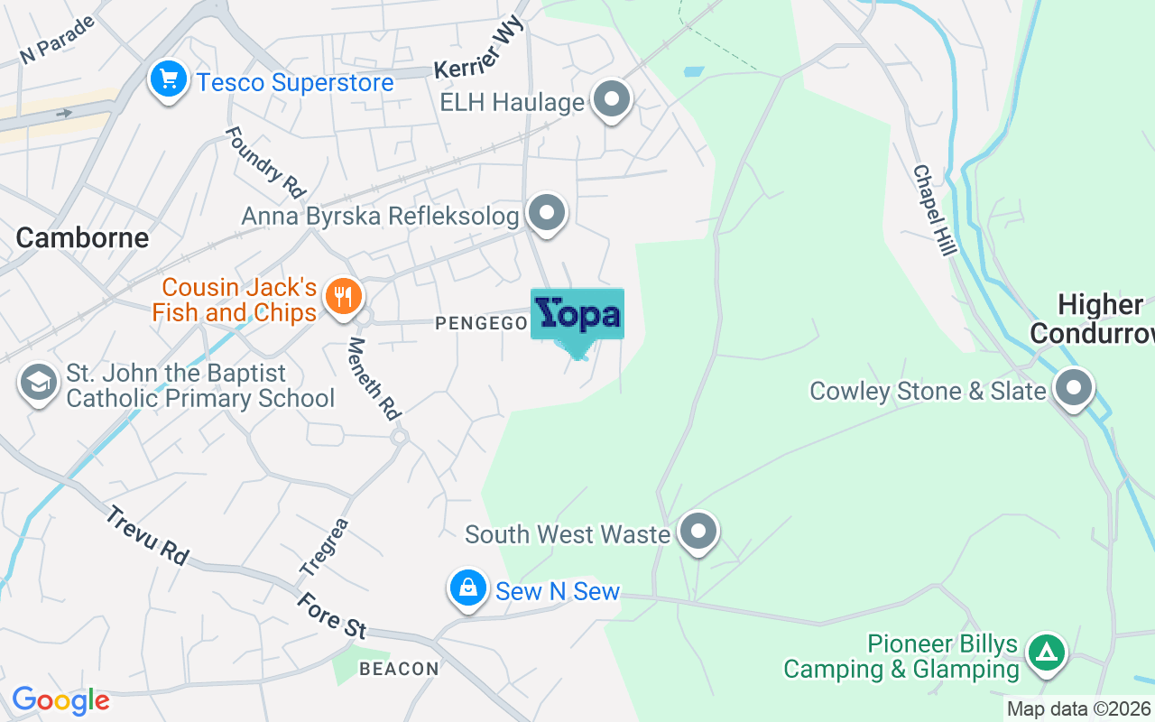 Map showing the location of TR14 7UF