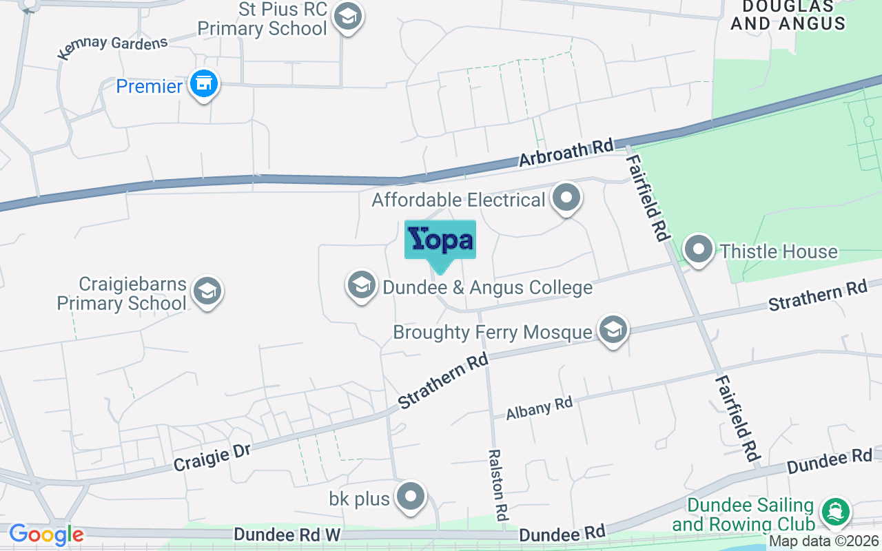 Map showing the location of DD5 1PW