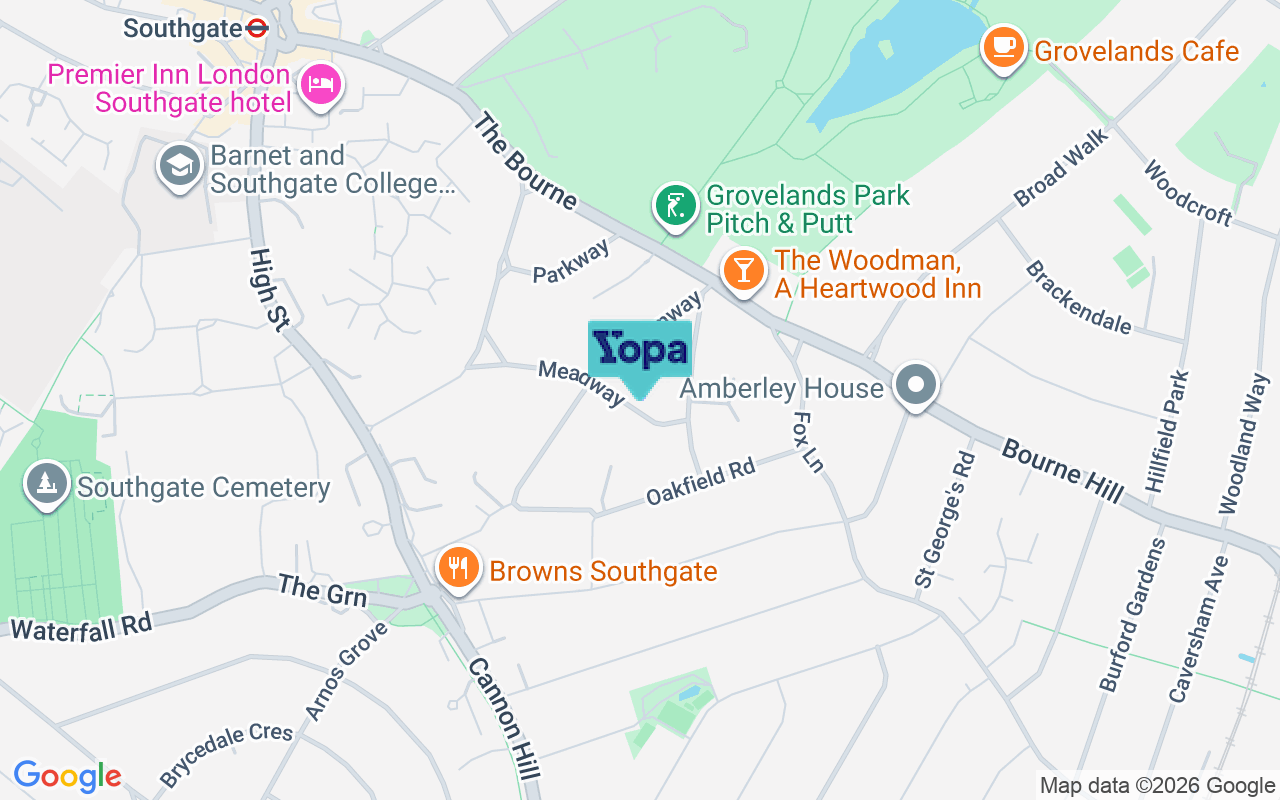 Map showing the location of N14 6NT