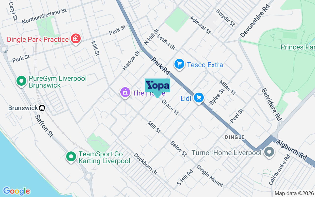 Map showing the location of L8 4SZ
