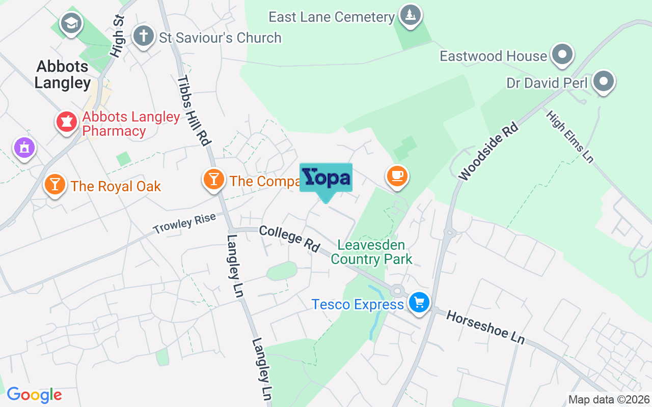 Map showing the location of WD5 0GF