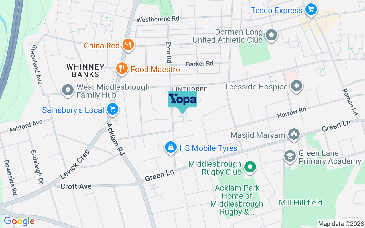 Map showing the location of TS5 5JP