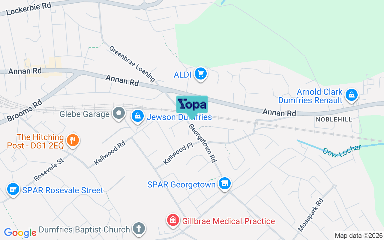 Map showing the location of DG1 4BN